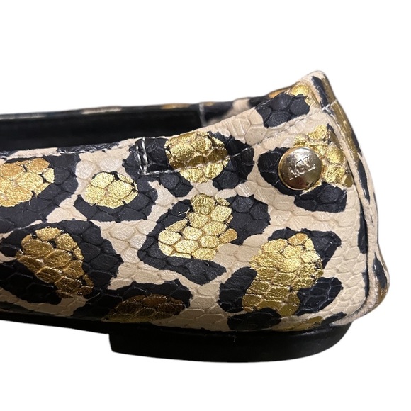 AGL Italy Softy Metallic Gold Leopard Leather Snakeskin Loafers Moccasins 38 / 8 - Picture 13 of 16